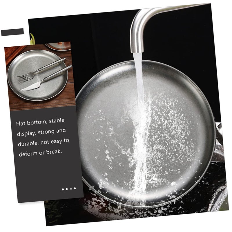 Stainless Steel Round Serving Tray For Snacks Desserts Fruits Meat Stable Flat Bottom - Image 4