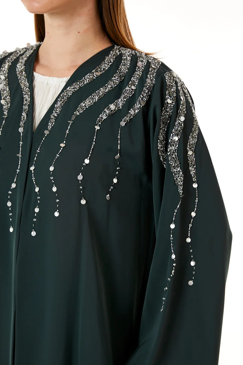 Moistreet  Embellished V-Neck Abaya for Women | Best Price UAE
