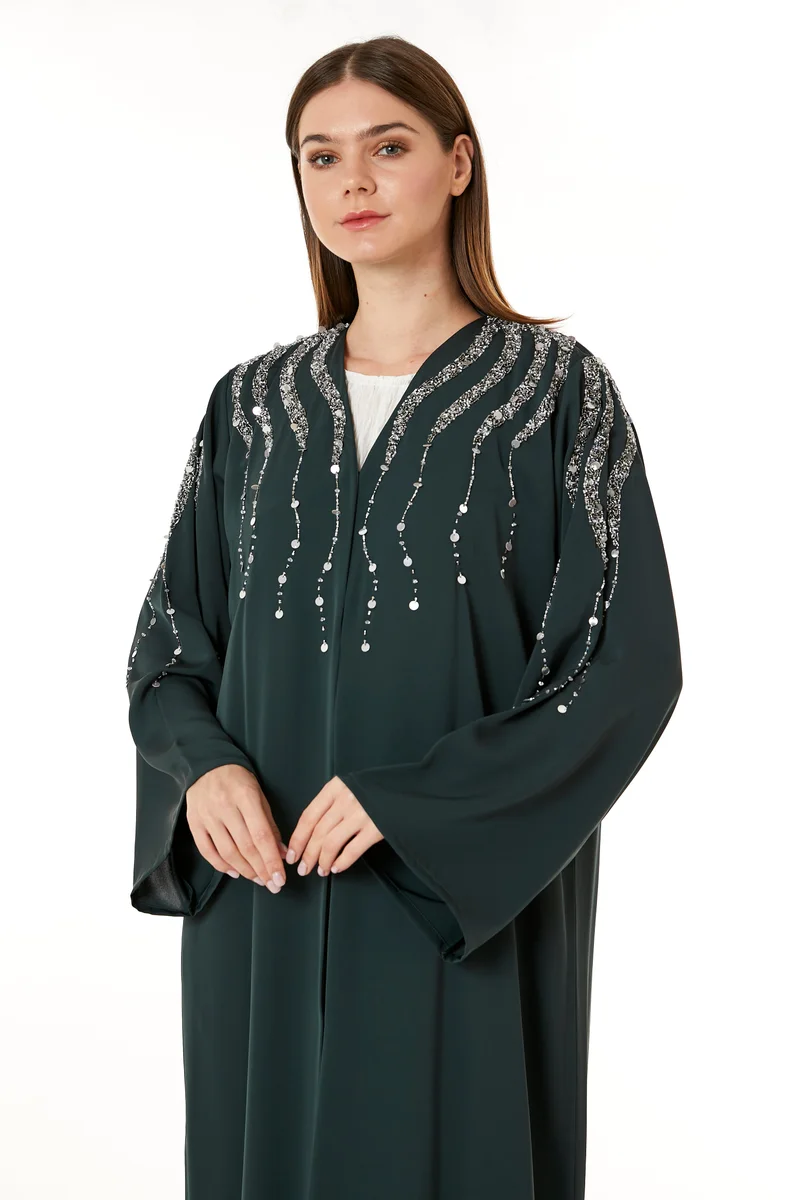 Moistreet  Embellished V-Neck Abaya for Women | Best Price UAE