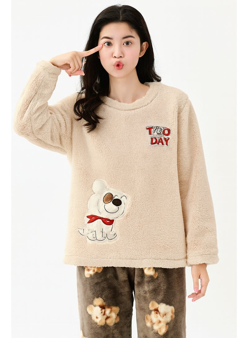 Premium Pajamas set, Lounge set, (Large Size) Cozy Sleepwear for women, Flannel Long Sleeve, 2pcs Set, Thickened Warm for restful nights. - Image 1