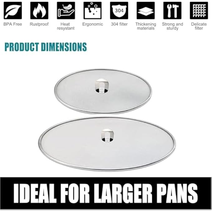 joyzzz Splatter Guard 2Pcs Transparent 33Cm And 25Cm Oil Splatter Screen For Frying Pan Universal Grease Catcher For Stovetop Cooking Baking And Grilling - Image 2