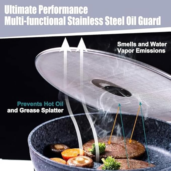 joyzzz Splatter Guard 2Pcs Transparent 33Cm And 25Cm Oil Splatter Screen For Frying Pan Universal Grease Catcher For Stovetop Cooking Baking And Grilling - Image 5