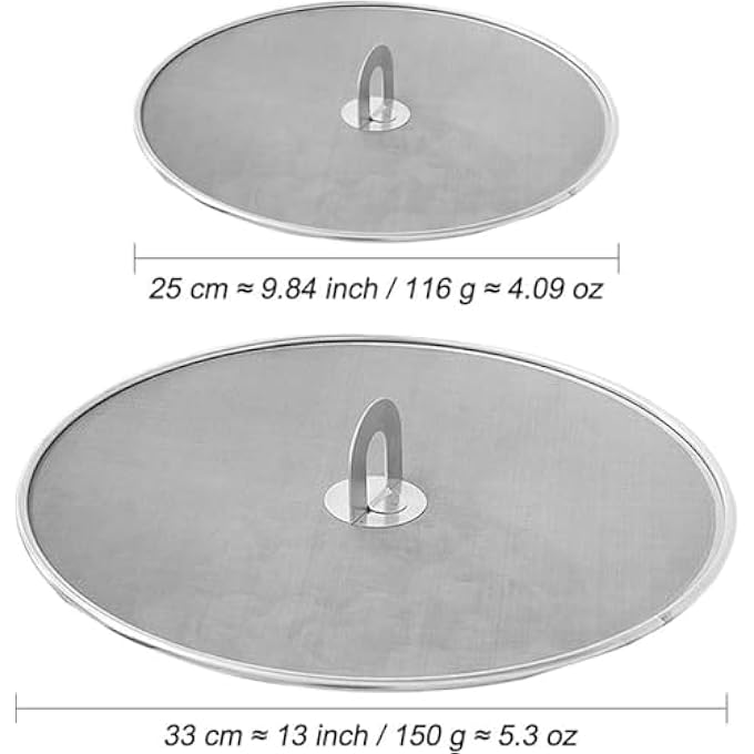 joyzzz Splatter Guard 2Pcs Transparent 33Cm And 25Cm Oil Splatter Screen For Frying Pan Universal Grease Catcher For Stovetop Cooking Baking And Grilling - Image 3