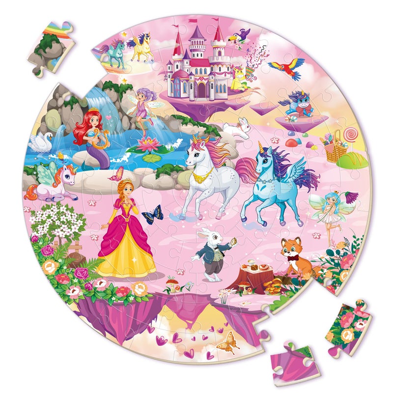 SYNARRY Unicorn Princess Mermaid Fairy Floor Puzzle for Kids Ages 35 Large 70 Piece Wooden Puzzle for Kids Ages 46 Preschool Toys Gifts for 3 4 5 6 7 8 Years Old Boys Girls Children - Image 3