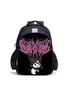 Manufacturer cartoon animation 42cm backpack Kuromi printed primary and secondary school student schoolbag,Library B-1 Black - Large