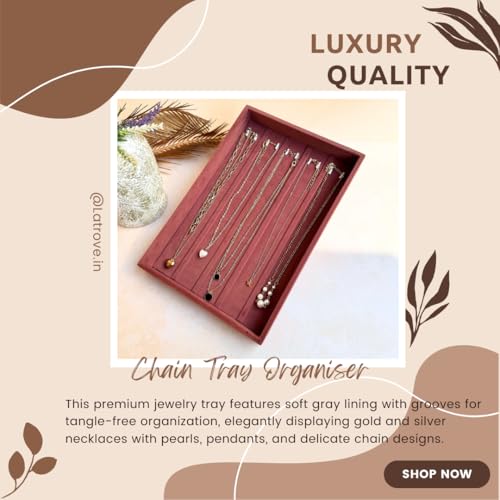 La Trove Velvet Bracelet Organizer Tray for Drawer | Premium Jewelry Display Holder for Bracelets, Chains & Bangles Storage | Wardrobe Jewellery Tray | Pink - Image 5
