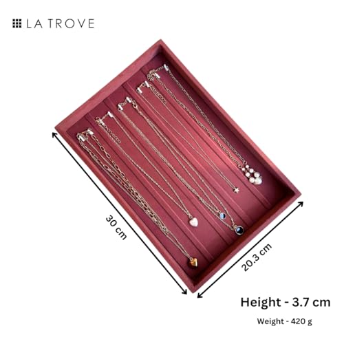 La Trove Velvet Bracelet Organizer Tray for Drawer | Premium Jewelry Display Holder for Bracelets, Chains & Bangles Storage | Wardrobe Jewellery Tray | Pink - Image 4