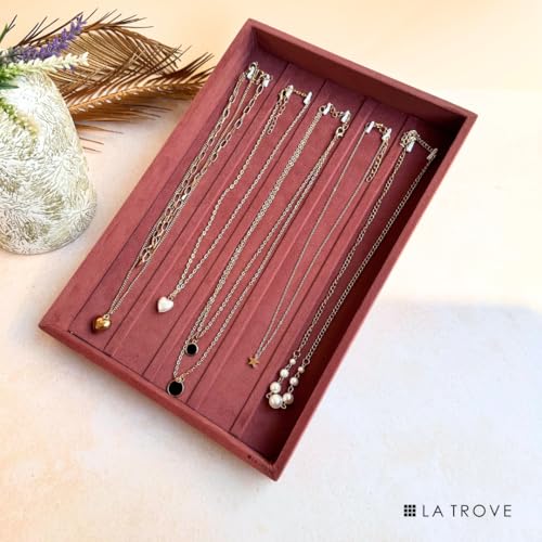 La Trove Velvet Bracelet Organizer Tray for Drawer | Premium Jewelry Display Holder for Bracelets, Chains & Bangles Storage | Wardrobe Jewellery Tray | Pink - Image 2