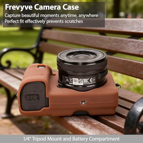 Frevyve Case for Sony Alpha A6400 A6300 Camera Accessories, Soft Silicone Protective Case, Slim Fit Sleeve with A6400 A6300 Screen Protector, Lightweight, Anti-Scratch (Brown) - Image 5