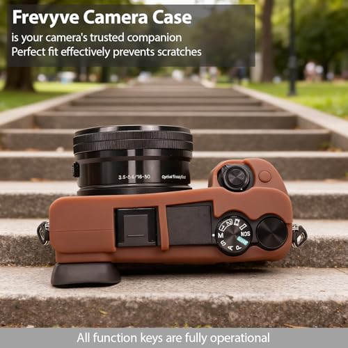 Frevyve Case for Sony Alpha A6400 A6300 Camera Accessories, Soft Silicone Protective Case, Slim Fit Sleeve with A6400 A6300 Screen Protector, Lightweight, Anti-Scratch (Brown) - Image 4