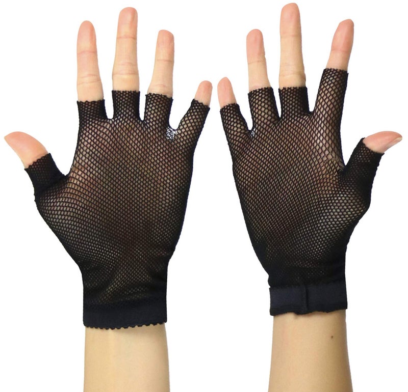 ToBeInStyle Women's Fishnet 100% Nylon Wrist Length Glove Warmers - Black - Image 4