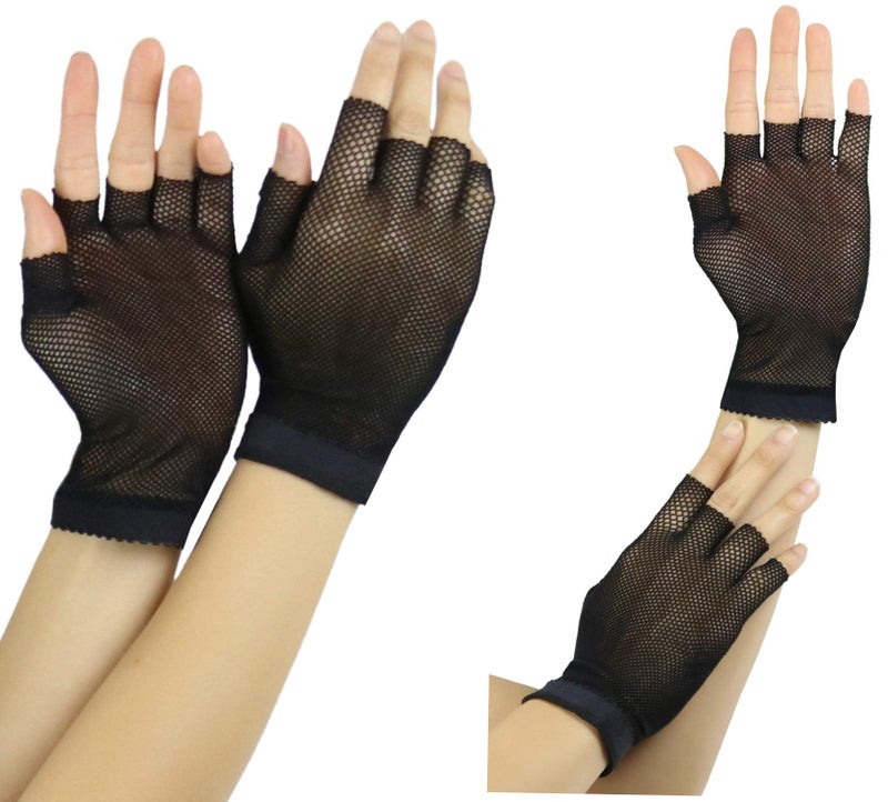 ToBeInStyle Women's Fishnet 100% Nylon Wrist Length Glove Warmers - Black - Image 2