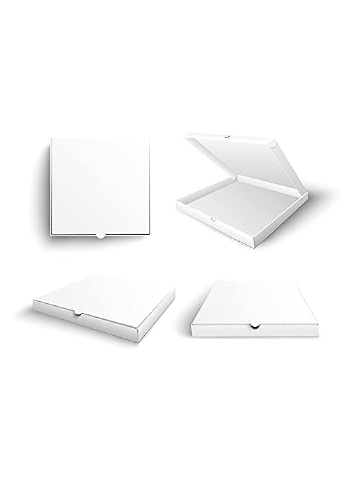 Pizza Box White – 33x33cm White Pizza Boxes Square Flat Cardboard Boxes, Disposable Pizza Box