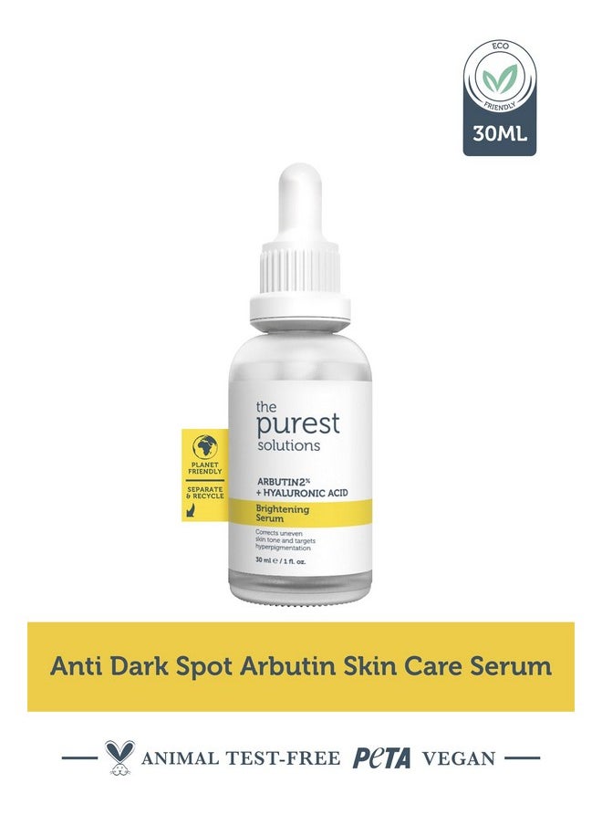 the purest solutions Brightening Serum (Arbutin 2% + Hyaluronic Acid) Eliminate Skin Tone Inequalities & Support Vibrant Bright Skin Vegan Cruelty Free Eco Friendly (1 Fl. Oz)  - Image 2