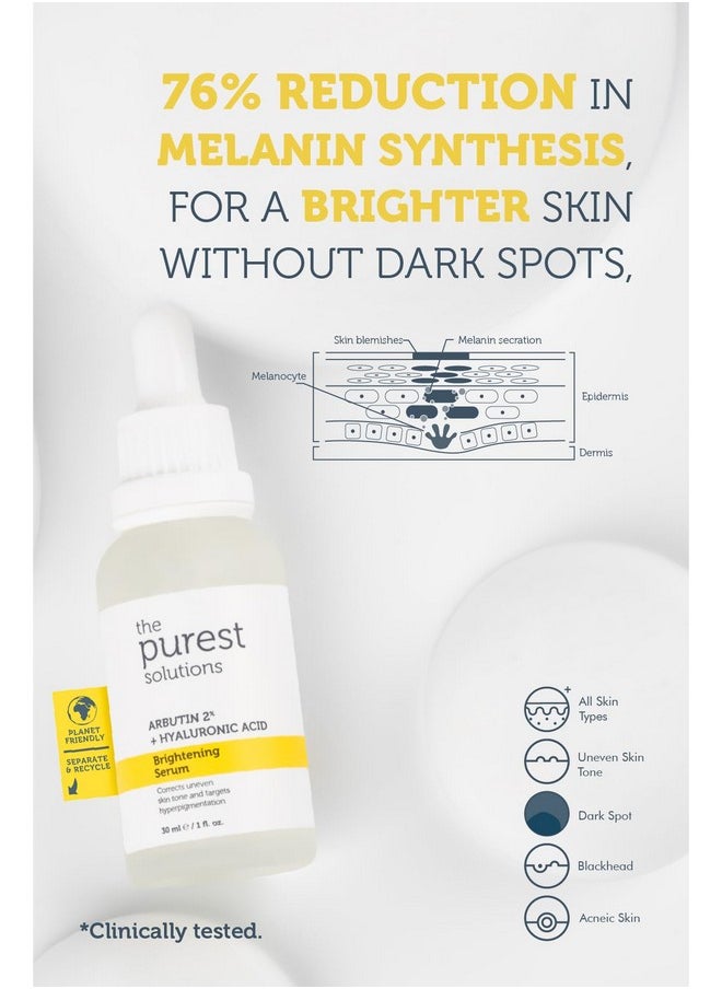 the purest solutions Brightening Serum (Arbutin 2% + Hyaluronic Acid) Eliminate Skin Tone Inequalities & Support Vibrant Bright Skin Vegan Cruelty Free Eco Friendly (1 Fl. Oz)  - Image 3