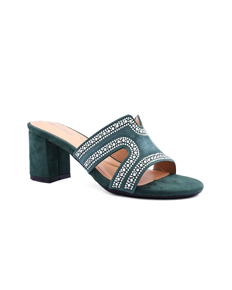 كابلي Womens embellished classic slip-on heeled sandals