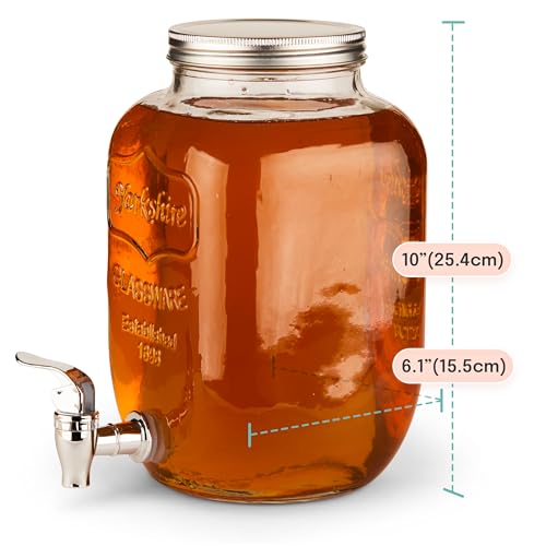 Estilo Glass Drink Dispenser for Parties - 1 Gallon Gallon Drink Dispenser - Glass Beverage Dispenser with Spigot, Clear For Parties, Weddings, Sun Tea Jar, Lemonade & Laundry Detergent Dispenser - Image 3