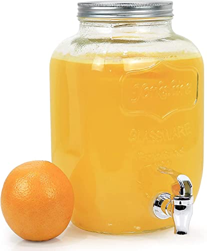 Estilo Glass Drink Dispenser for Parties - 1 Gallon Gallon Drink Dispenser - Glass Beverage Dispenser with Spigot, Clear For Parties, Weddings, Sun Tea Jar, Lemonade & Laundry Detergent Dispenser - Image 1