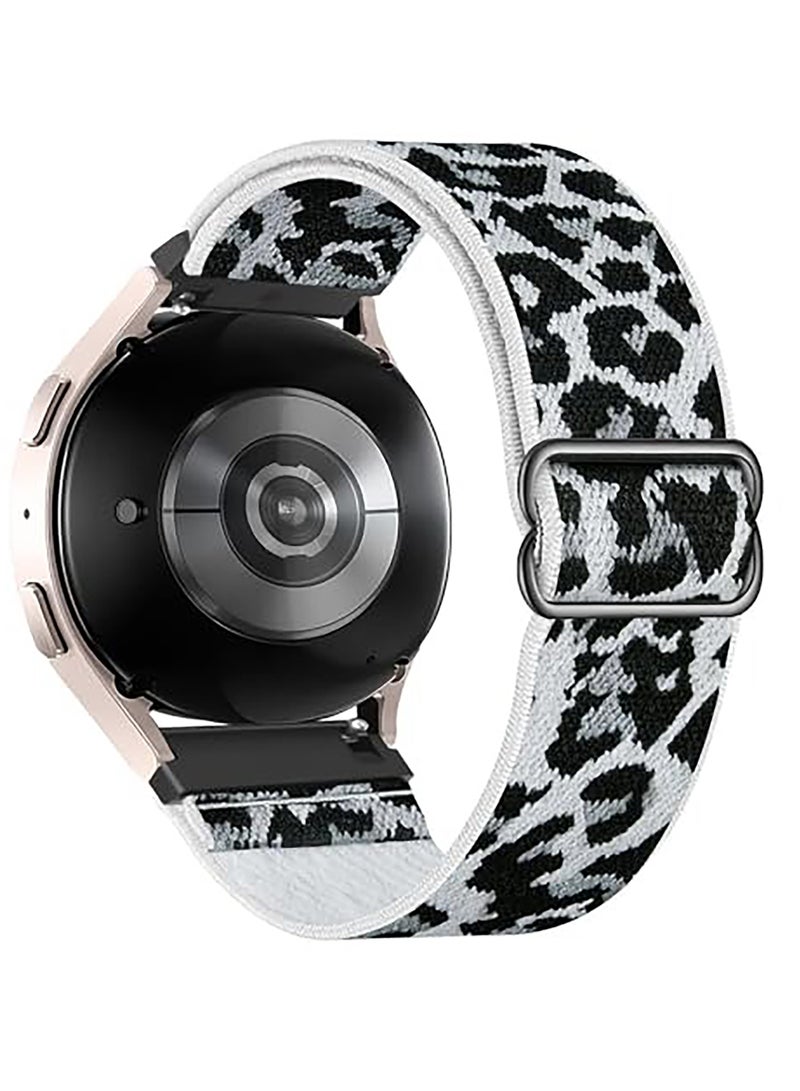 Strap Nylon Loop 22MM Band For Samsung galaxy watch 3 45mm /galaxy 46mm/Gear S3/Huawei watch GT3 46MM/GT 4 46MM/GT2E/GT 46mm/GT2 Pro/GT2 46MM/Honor Magic Watch2 46mm/Amazfit GTR 4/3/2/2e White Leopard
