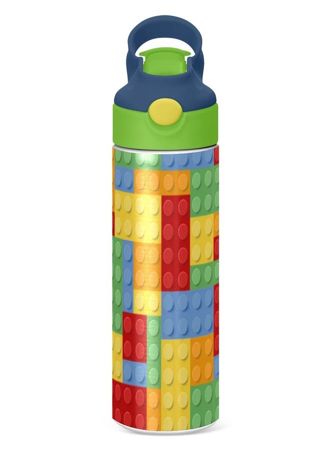 Kigai Small Water Bottle for Kid 12oz Building Blocks Insulated Bottle with Straw Lid Stainless Steel Tumbler Vacuum Cup Thermal Bottles - Image 2