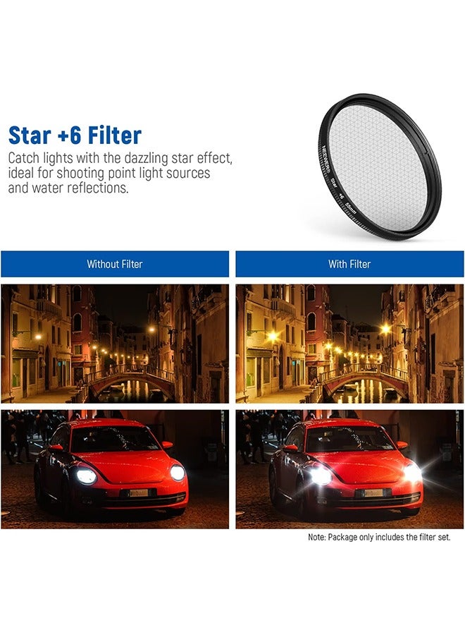 NEEWER 55mm ND/CPL/Effect Filter Set with Mobile Phone Camera Lens Clamp Clip, Polarizing ND32 6 Point Star 4 Graduated Colour Filters Kit Compatible with iPhone 16 15 14 Pro Max Plus 13 12 Samsung - Image 4