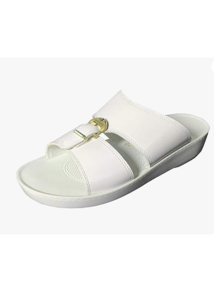 aerosoft Men's White PU Slippers - size 40, 41, 42,44 - Image 1