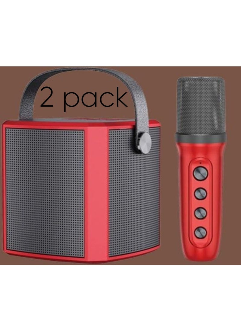 ELTRAZONE 2 Pack Portable Bluetooth Karaoke Speaker with Rechargeable Wireless Microphone, Type-C Charging, Multiple Voice Modes, TF Card Support – Red, Perfect for Parties, Karaoke and Home Entertainment - Image 1