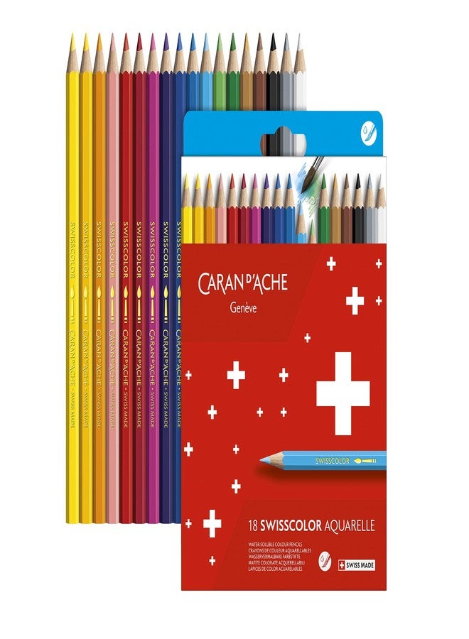 Caran d'Ache 1285.818 Swisscolor 18 Water-Soluble Colouring Pencils in Box - Image 3