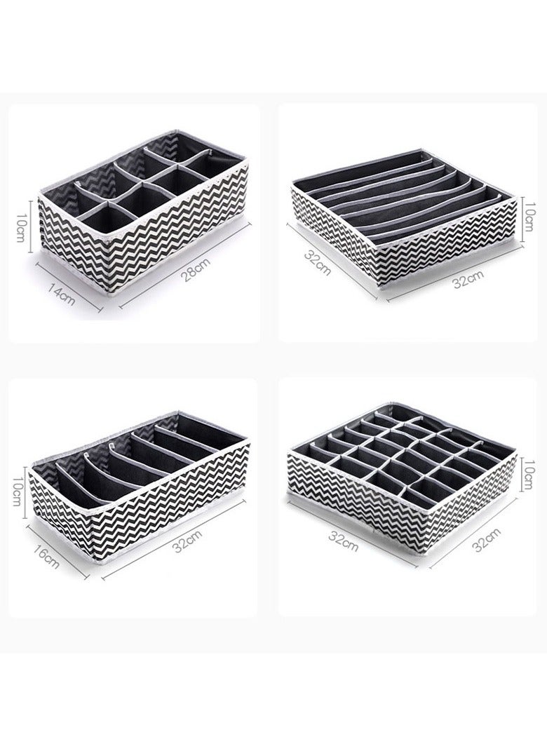 Hanayo 4 Pcs Closet Drawer Organizer Foldable Underwear and Bras Drawer Organizers Non-woven Fabric Storage Box Divider Bins for Bra Socks Underware Ties Clothes (Wave) - Image 2