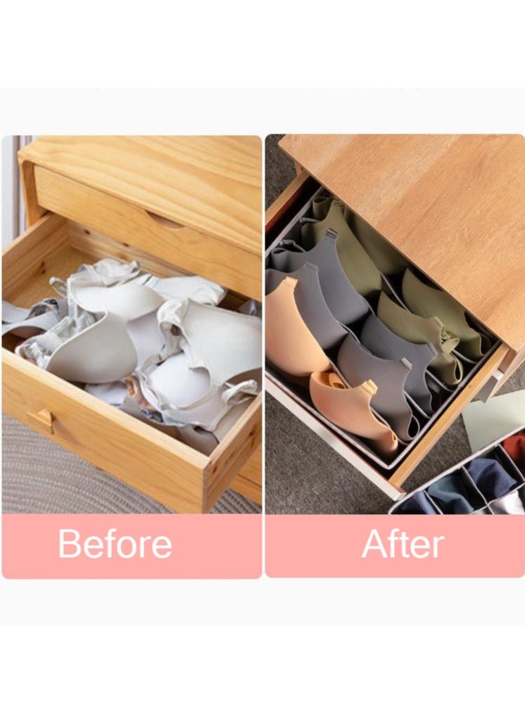 Hanayo 4 Pcs Closet Drawer Organizer Foldable Underwear and Bras Drawer Organizers Non-woven Fabric Storage Box Divider Bins for Bra Socks Underware Ties Clothes (Wave) - Image 3
