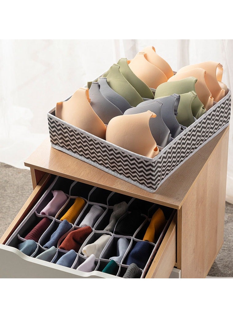Hanayo 4 Pcs Closet Drawer Organizer Foldable Underwear and Bras Drawer Organizers Non-woven Fabric Storage Box Divider Bins for Bra Socks Underware Ties Clothes (Wave) - Image 4