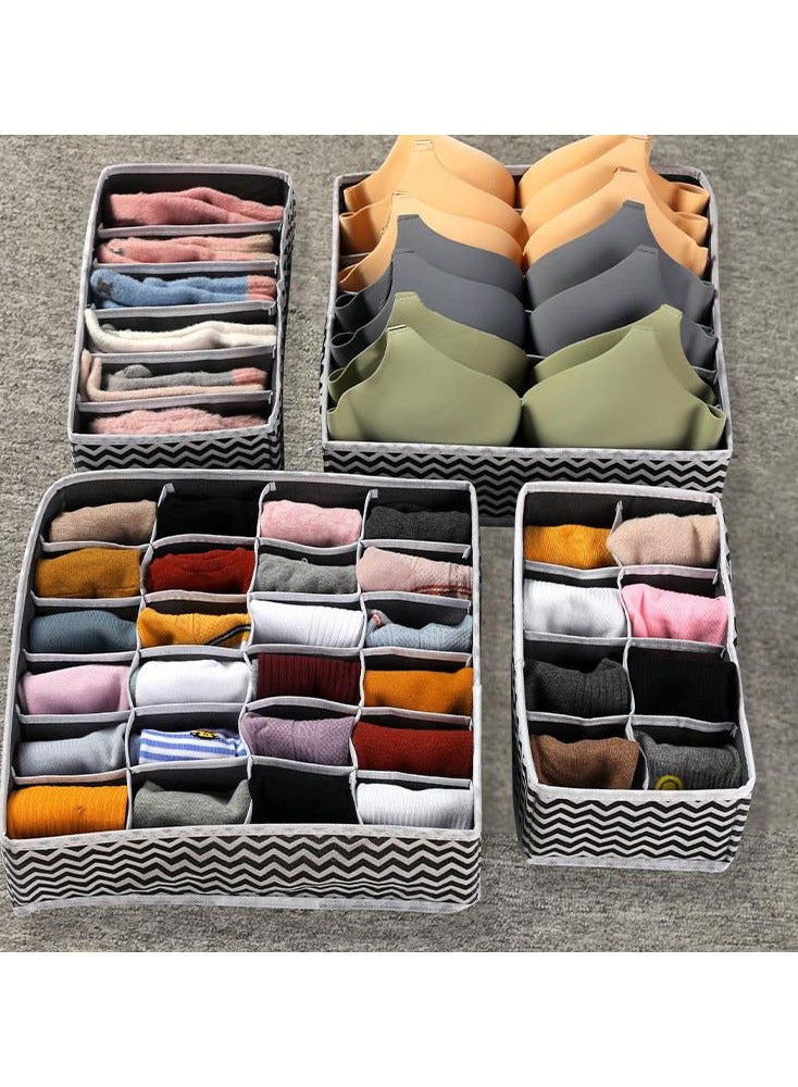 Hanayo 4 Pcs Closet Drawer Organizer Foldable Underwear and Bras Drawer Organizers Non-woven Fabric Storage Box Divider Bins for Bra Socks Underware Ties Clothes (Wave) - Image 5
