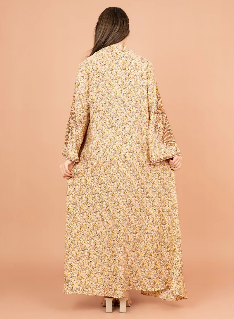 IKKXA Crystal and Thread Elegance Jalabiya IK1010 Brown