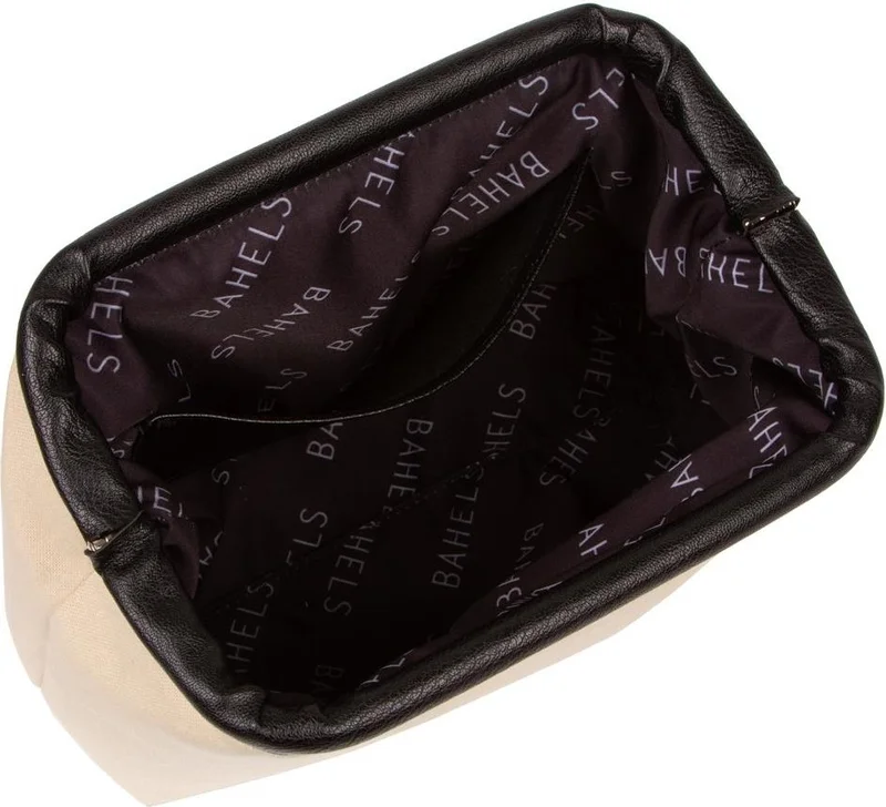 Bahels Women's Black Detailed Canvas Portfolio & Clutch Bag