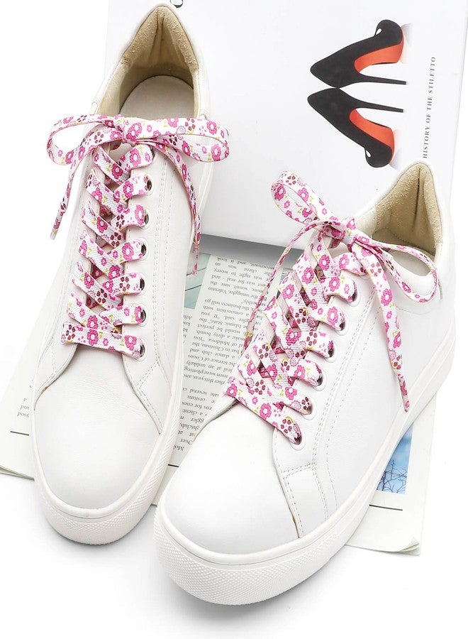 DANHUA Colored Printed Flat Shoelaces: 2 Pair Patterned Shoe Laces for Sneakers, 23 White Pink, 63Inch (160CM) - Image 4
