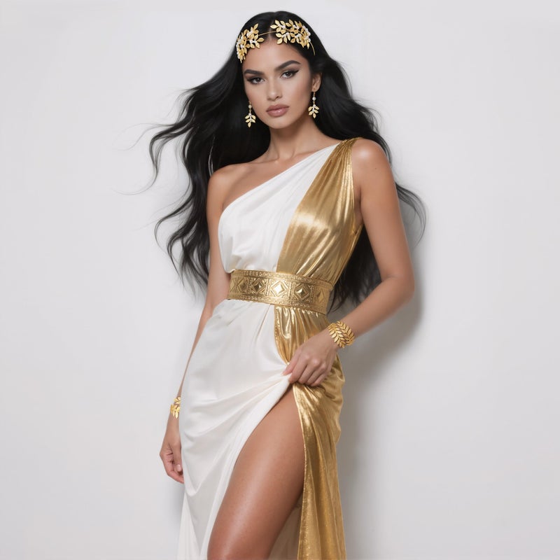 Coucoland Greek Goddess Jewelry Women - Gold Toga Athena Cleopatra Hercules Egyptian Aphrodite God Roman Accessories Set Leaf Headpiece Crown Halloween - Image 3