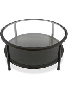 AGD Modern Glass Coffee Table 2 Layers Round Side Table Glass Top for Living Room Office Hotel Hall 75*45 cm  - Image 4