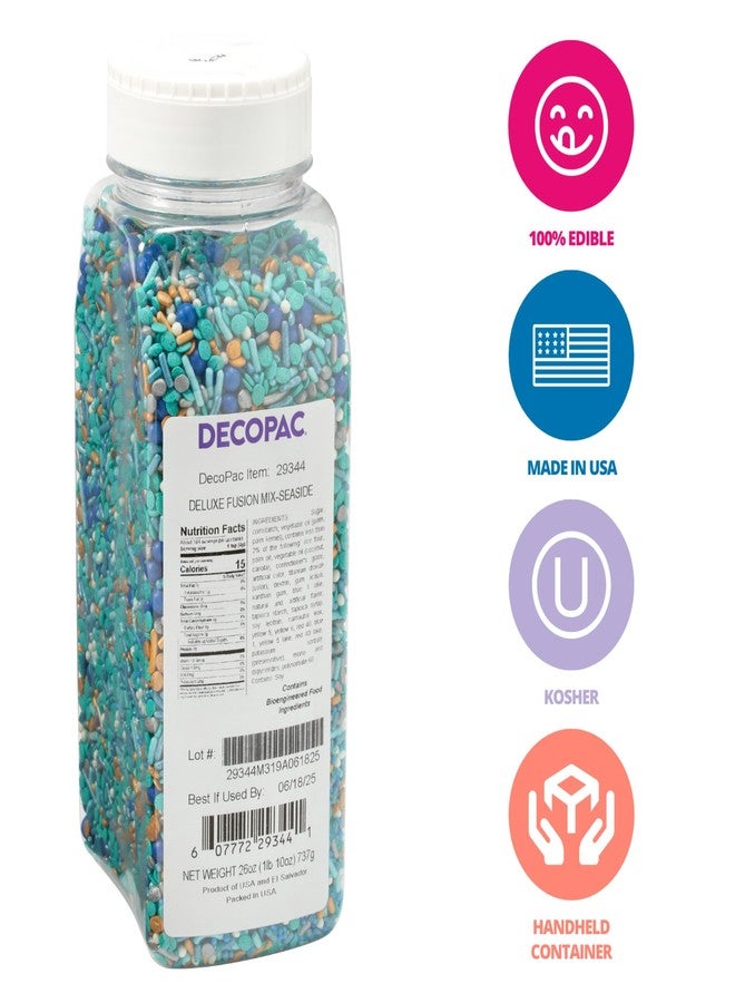 DECOPAC Seaside Deluxe Fusion Mix Candy Sprinkles, 26oz, Edible Sprinkles in Handheld Container, Sugar Cake Decorations For Celebration Cakes, Cupcakes, Cookies, Ice-cream, and Donuts - Image 2