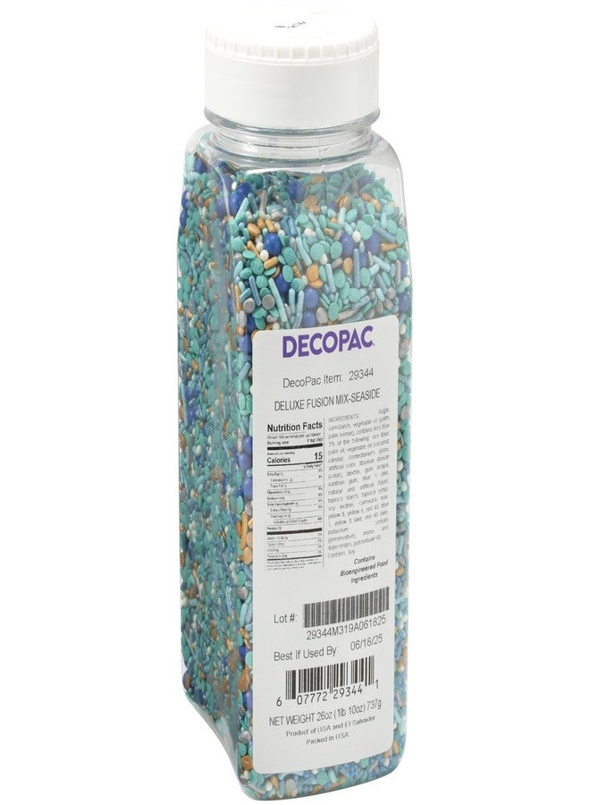 DECOPAC Seaside Deluxe Fusion Mix Candy Sprinkles, 26oz, Edible Sprinkles in Handheld Container, Sugar Cake Decorations For Celebration Cakes, Cupcakes, Cookies, Ice-cream, and Donuts - Image 1