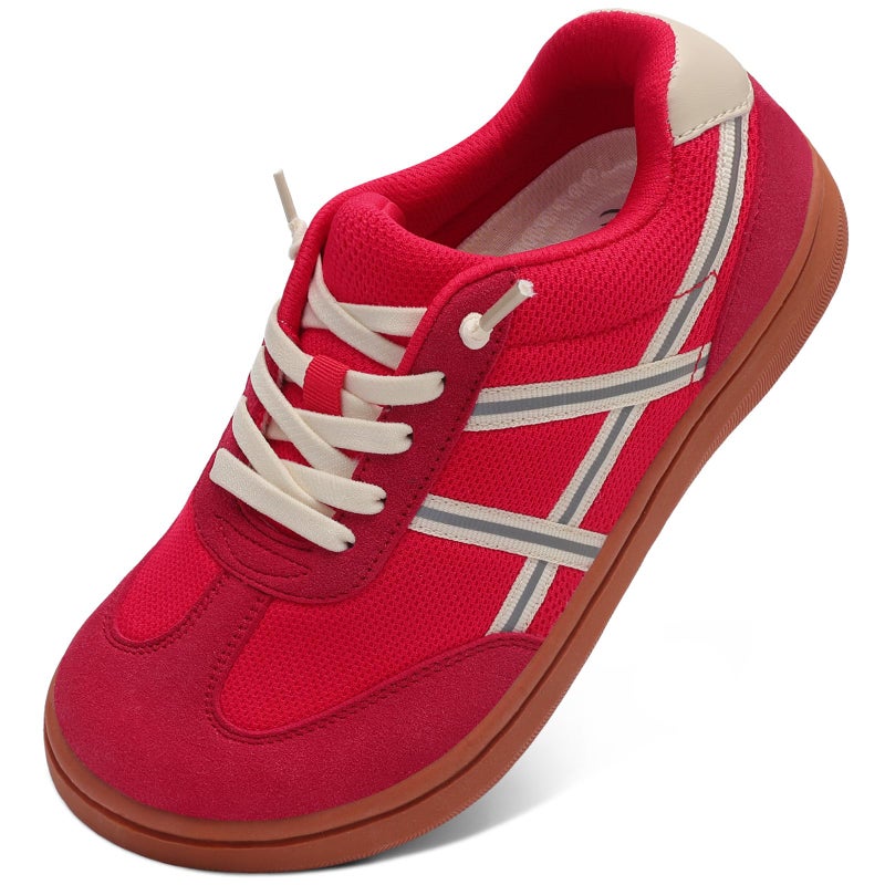 LeIsfIt Women's Wide Barefoot Walking Shoes Slip-on Casual Tennis Shoes Non-Slip Zero Drop Comfort Sneakers Red Size 9 - Image 1
