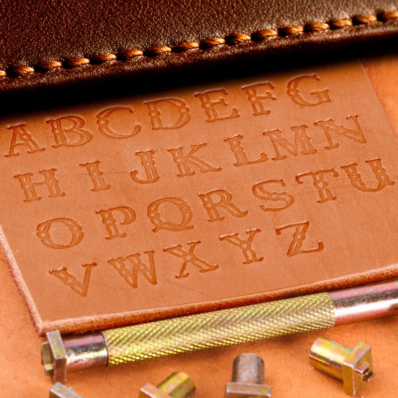BESTNULE 27pcs Leather Stamps, Leather Stamping Kit, Leathercraft Stamping Tool Set, 26PCS Capital Letter Leather Stamps 9.5mm + 1 Stamping Handle for Leather Craft - Image 2