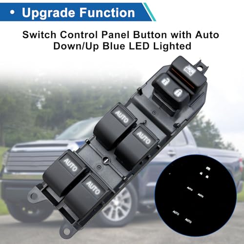 BELGEMAY Upgraded Power Window Master Switch for 2007-2021 Toyota Tundra & Sequoia – White LED Backlit, Auto Up/Down All Windows, Plug-and-Play (Excludes 1794/Limited/Platinum) [84820-0R040] - Image 3
