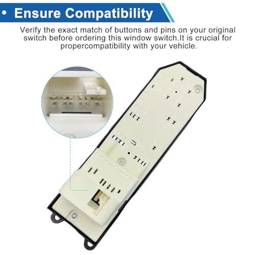 BELGEMAY Upgraded Power Window Master Switch for 2007-2021 Toyota Tundra & Sequoia – White LED Backlit, Auto Up/Down All Windows, Plug-and-Play (Excludes 1794/Limited/Platinum) [84820-0R040] - Image 5