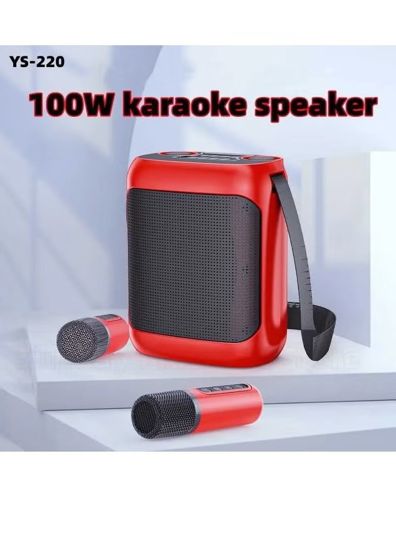 JAJEEK "Outdoor Karaoke Speaker with Dual UHF Wireless Microphones – Big Strap Portable Speaker, Red, High-Quality Sound, Perfect for Parties, Outdoor Events, and Singing Sessions" - Image 2