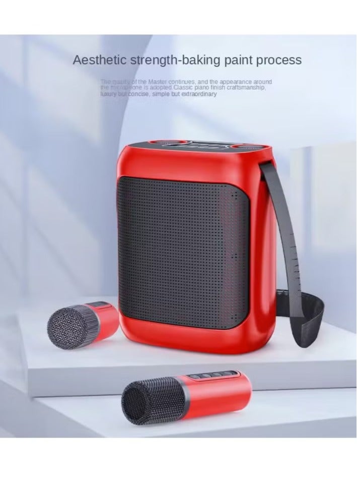 JAJEEK "Outdoor Karaoke Speaker with Dual UHF Wireless Microphones – Big Strap Portable Speaker, Red, High-Quality Sound, Perfect for Parties, Outdoor Events, and Singing Sessions" - Image 3