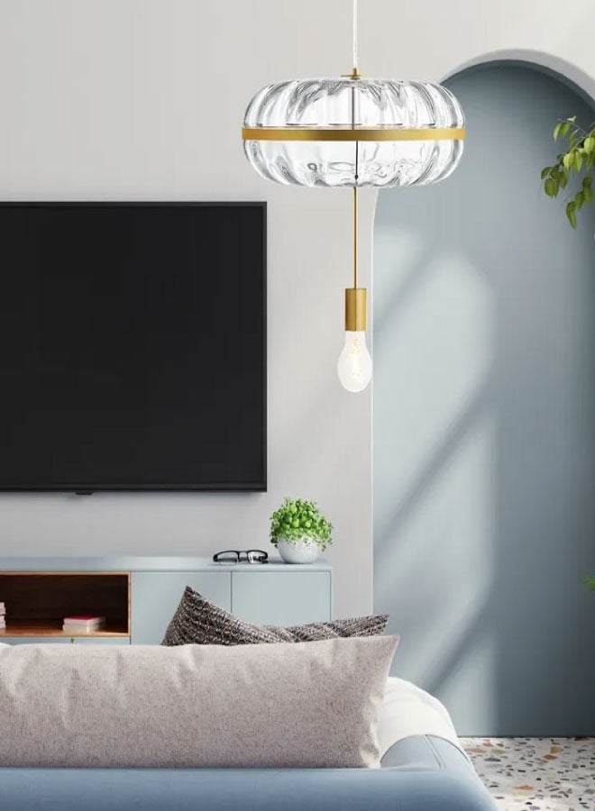 ٍSiera Light Pump Round Pendant Light with Glass and Gold Finish E27 bulb  App1102-c - Image 5