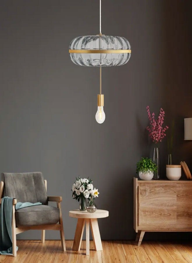 ٍSiera Light Pump Round Pendant Light with Glass and Gold Finish E27 bulb  App1102-c - Image 2