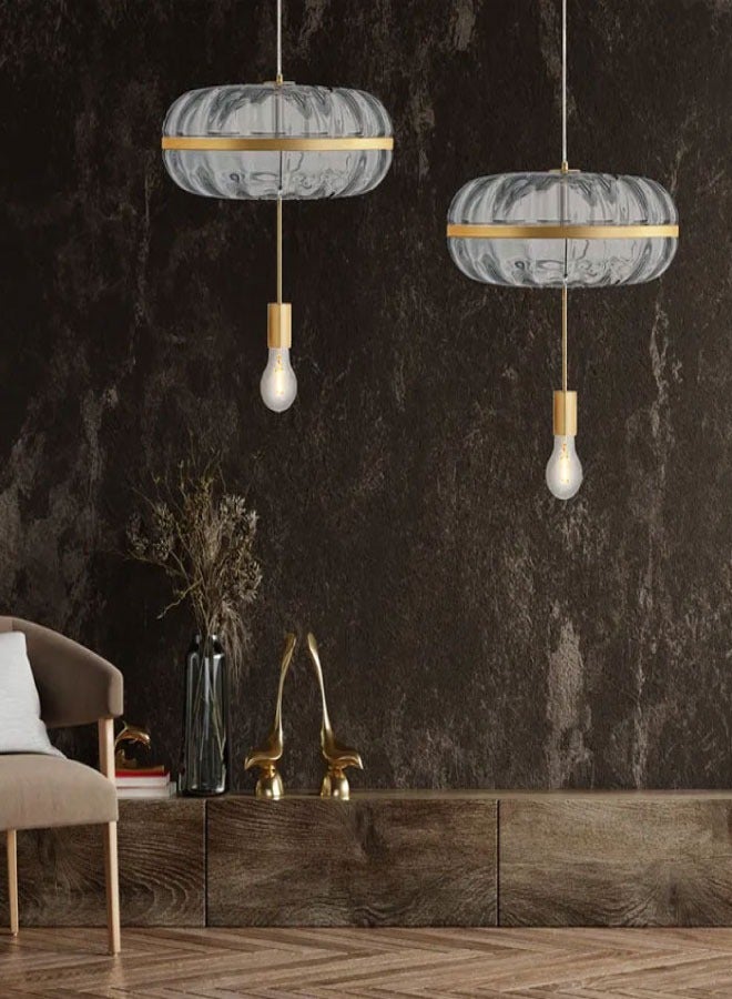 ٍSiera Light Pump Round Pendant Light with Glass and Gold Finish E27 bulb  App1102-c - Image 1