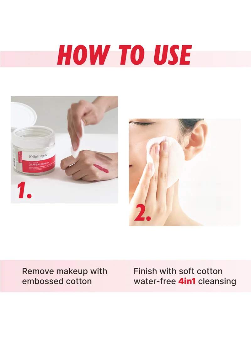 nightingale Korean Cleansing Pads 10 Pcs - Hydrating Makeup Remover with Hyaluronic Acid