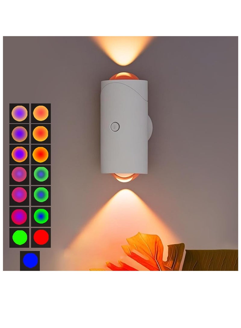TFIXOL LED Wireless Wall Sconce with 7 Colors Changing, Motion Sensor Light Indoor, 1500mAh Rechargeable Battery Operated Wall Sconces for Bedroom Bedside Hallway Courtyard Doorway (White) - Image 1